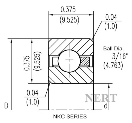 NKC等截面薄壁深溝球軸承剖面